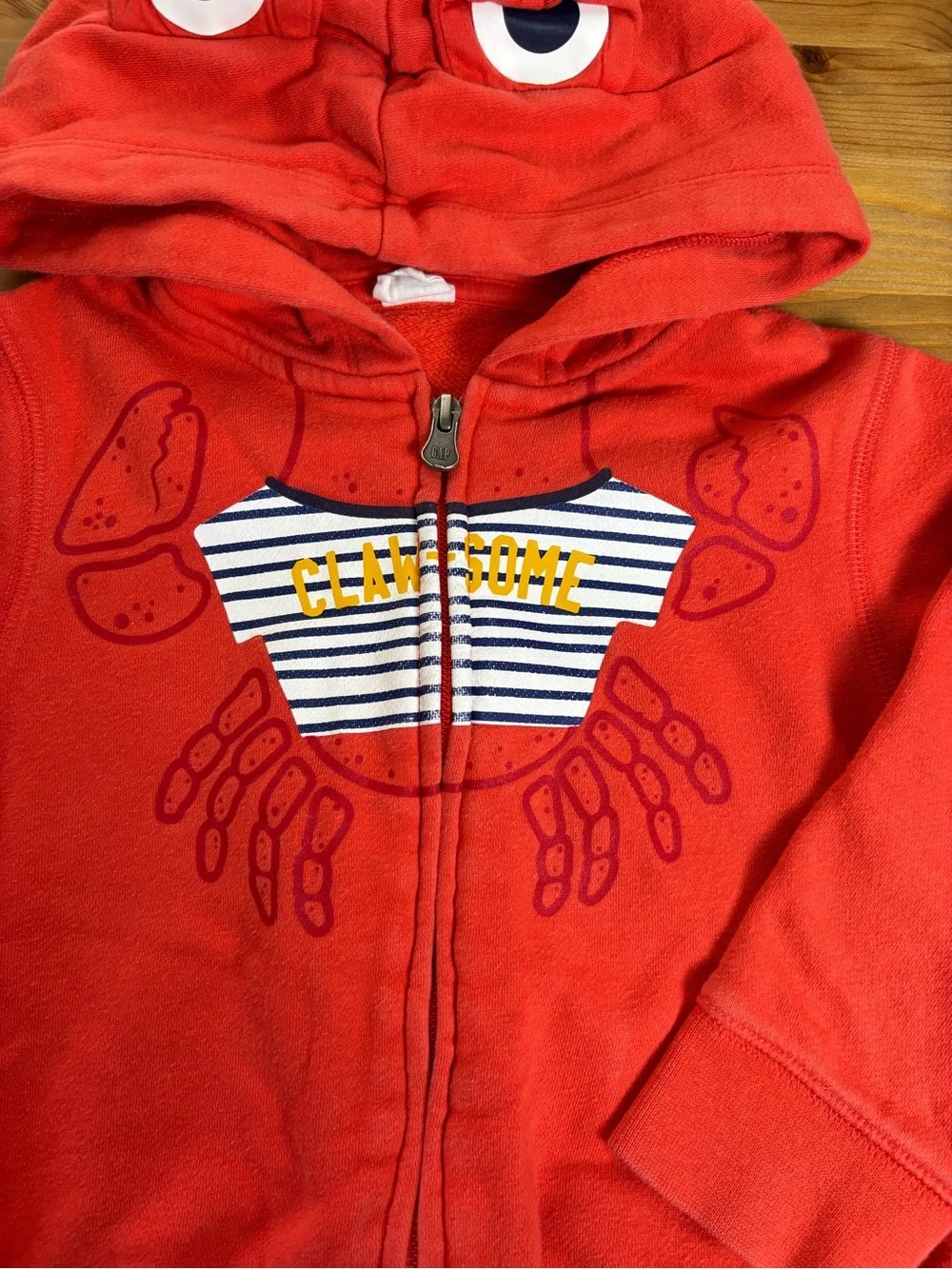 Baby GAP Claw-Some Crab Full Zip Hoodie Size 3